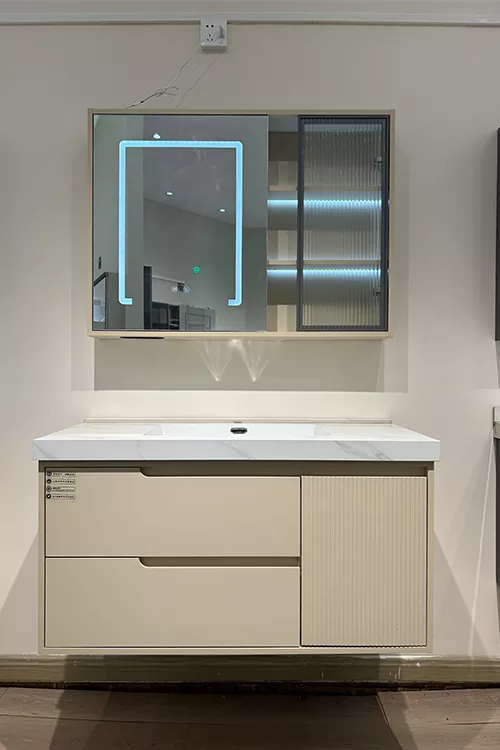 Wood-Grain PVC Bathroom Vanity